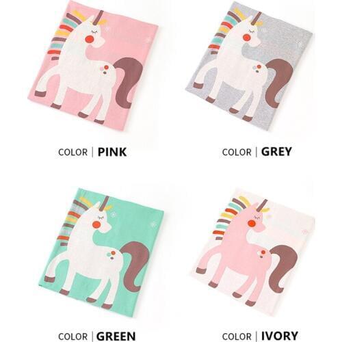 80X100cm soft Cotton knitted cute unicorn Baby Blanket Toddler thin summer night cover kids back seat blanket stroller cover