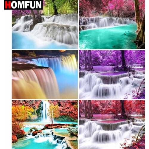 HOMFUN Full Square/Round Drill 5D DIY Diamond Painting "Waterfall landscape" Embroidery Cross Stitch 5D Home Decor Gift