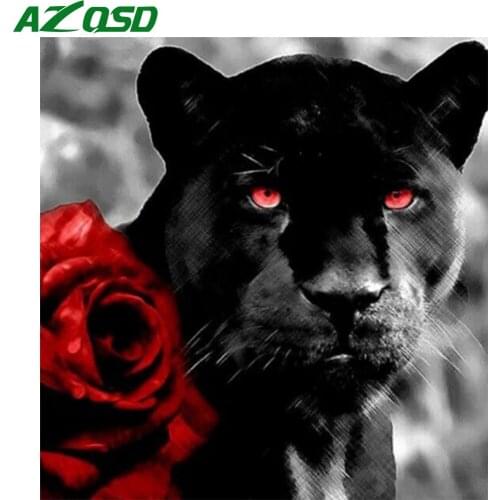 AZQSD Diamond Painting Leopard Full Square Drill Home Decoration Diamond Embroidery Animal Picture Of Rhinestones Needlework