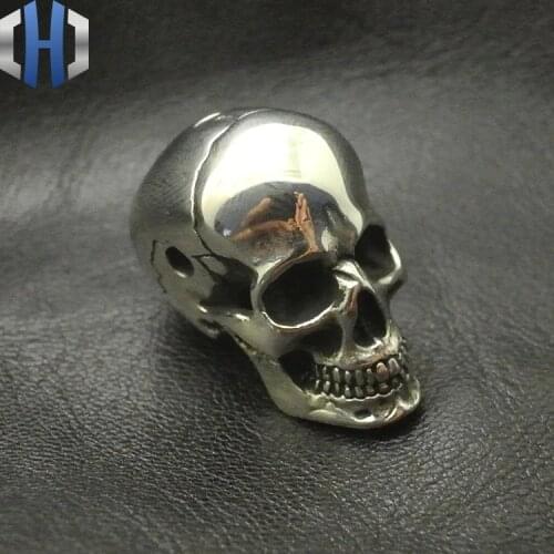 White Fine Polishing Brass Skull Head Three Links DIY Paracord Beads Umbrella Pendants Personalized Accessories EDC Knife Beads