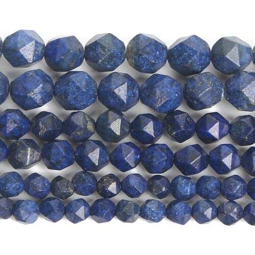 Big Faceted Natural Stone Beads Lapis Lazuli Round Beads For Jewelry Making DIY Bracelets Earring Accessories 6/8/10MM