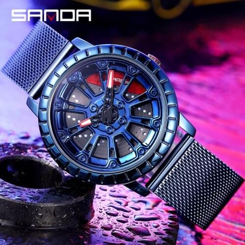Relogio Masculino Men Watches Car Tire Dial Mens Fashion Casual Stainless Steel Mesh Watch Military Quartz Wristwatches reloj