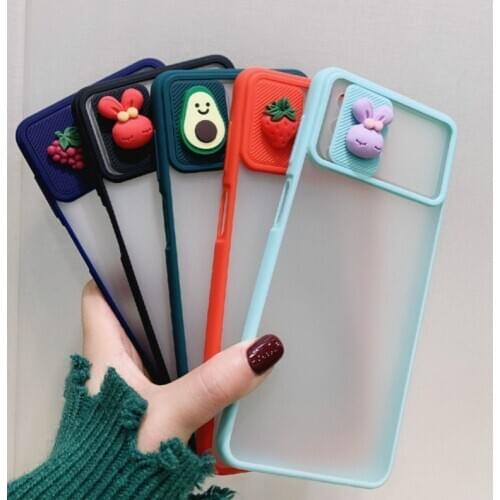 For Samsung A12 M51 M31S S20 FE Note 20 Slide Camera Lens Protection Case for Samsung a12 m51 m31s 3D DIY cute Fruit Phone case