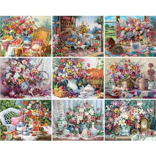 CraftArtGo Painting By Numbers Flower painting On Canvas HandPainted Gift Picture By Number Waterfall Kits Home Decoration