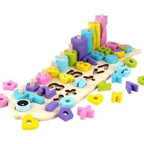 Children Montessori Wooden Toys Materials Learn Count Numbers Matching Digital Shape Match Early Education Teaching Math Toys
