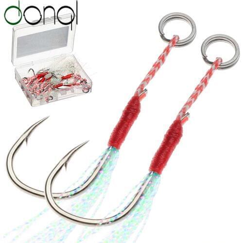 DONQL5/10/20PSC High Carbon Steel Fishing Lure Slow Jigging Set Barbed Single Circle Fishing Hook With Bright Silk Fishing Hook