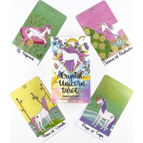 Crystal Unicorns Tarot Deck Leisure Party Table Game High Quality Fortune-telling Prophecy Oracle Cards With Guide Book