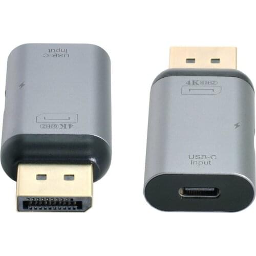 Jimier Type-C USB-C Female Source Input to Mini Displayport DP Male Output HDTV Adapter with PD Power Port for Phone & Laptop