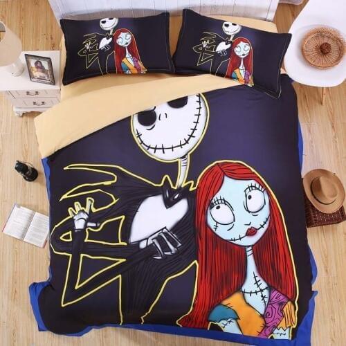 100% Luxury Nightmare Before Christmas Duvet Cover Set King/Queen/Full/Twin Size for Kids Boys Girls Bedding Set Bed Sheet Set