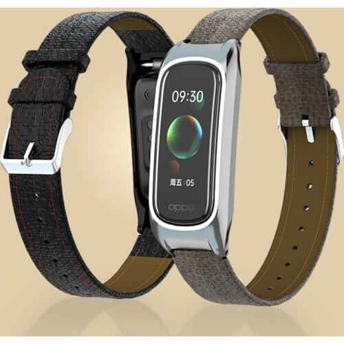 Leather strap for oppo band Smart Bracelet stainless steel strap oppo Smart Band metal Replacement Bracelet Accessories