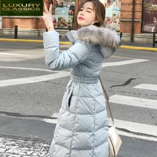 With Coats Womens Down Real Fur Down Parka Winter Jacket Women Clothes 2021 Warm Outwear Jakcets Korean Long Coat LWL1285