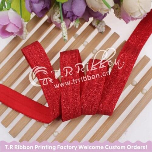 Hot! 5/8" red glitter thread foes folding elastic #90129 for accessaries 100 yards/lot