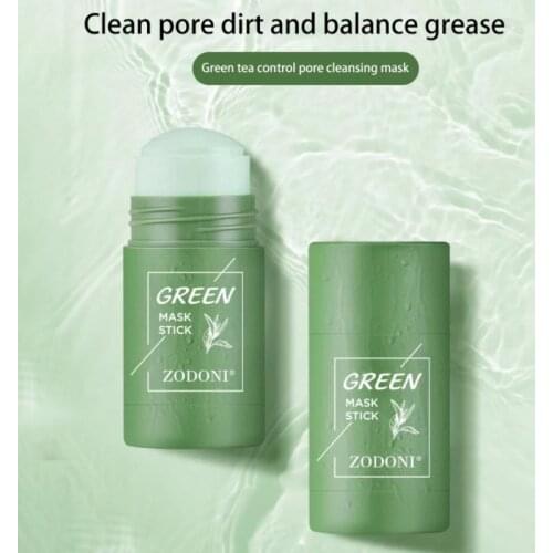 Green Tea Mask Deep Cleansing Face Oil Control Water Oil Balance Solid Skin Care Anti-Acne Eggplant Remove Blackhead Mud Mask