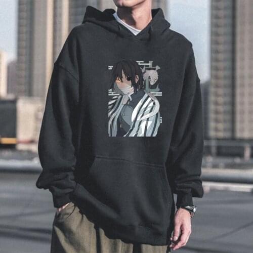 Fashion Anime Demon Slayer Iguro Obanai Hoodies Men Kawaii Cartoon Snake Graphic Harajuku Winter Long Sleeve Sweatshirt Tops