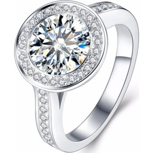 Moissanite Diamond Ring 5Carat ct 11mm Round Cut Lab diamond solitaine in 14K 585 White Gold Engagement&Wedding for womens