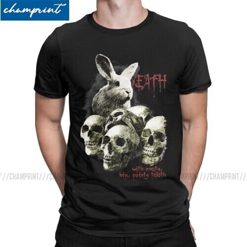 Mens T-Shirts Killer Rabbit Funny Tees Monty Python and the Holy Grail Arthur Black Knight T Shirt Crewneck Clothing Classic