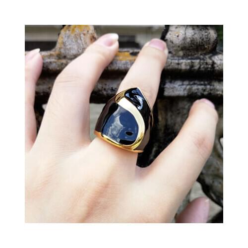 Male Luxury Titanium Steel Rings For Men Punk Jewelry Vintage Fashion Hip Hop Black Gold Engagement Ring Two Tone Wedding Band