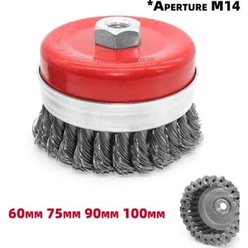 M14 Thread Knotted Bench Steel Wire Brush Rust Removal Wheel Deburring Derusting For Angle Grinder Rotary Knot Flat Cup Set Kit