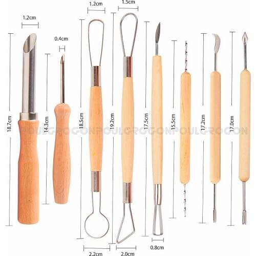 8 sets of wooden clay tools DIY clay 3D indentation pen sculpture