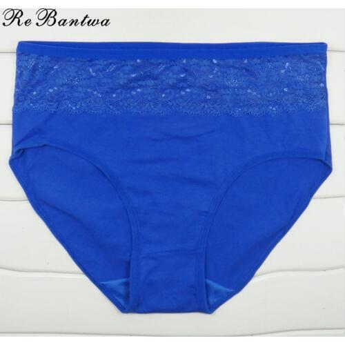 Rebantwa 3pcs Plus Size 4XL Women Underwear Cotton High Waist Briefs Ladies Mothers Panties Lace Knickers Mom Lingerie Intimates