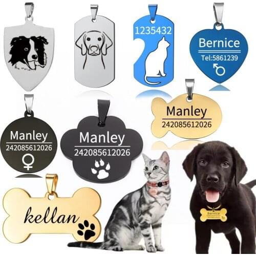 NEW Personalized Collar Pet ID Tag Engraved Pet ID Name for Cat Puppy Dog Tag Pendant Keyring Bone Pet Accessories Free Shipping