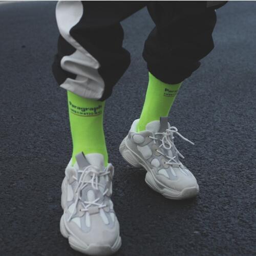 New fluorescent color socks green socks ins Harajuku style men and women in the tube socks street shooting tide socks