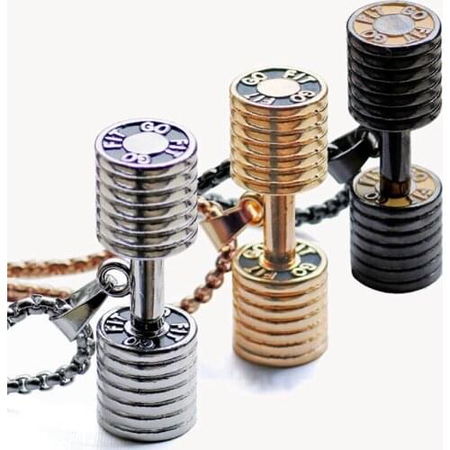 Dumbbell Pendant Bodybuilding Fitness Necklace Barbell Necklace Fitness Jewelry Stainless Steel