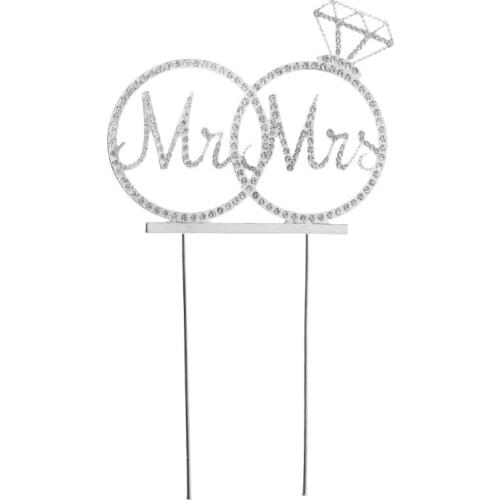 Romantic Mr Mrs Diamond Shape Crystal Rhinestone Bride Groom Wedding Cake Topper Party Favors Decoration Cake Decor Supplies