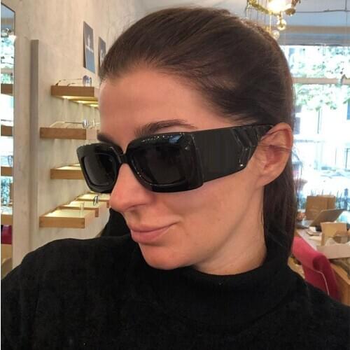 Wide Frame Square Sun Glasses Brand Vintage Rectangle Sunglasses Men Women Vintage Retro Acetate Black Shades Oculos UV400