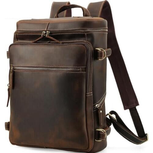 Male Bag Outdoor Travel Bag New Design Leather Backpack for Men 16 Inch Laptop Backpack Cowhide School Bag Travel Rucksack