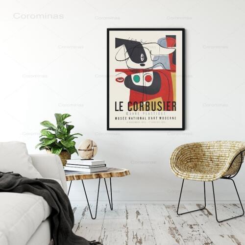 Le Corbusier Exhibition Poster 1954 French Art Museum Print Cubism Style Mid Century Modern Wall Art Canvas Painting Decor