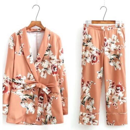Womens 2019 spring and autumn new style wild suit + color casual pants elegant temperament suit fashion two-piece