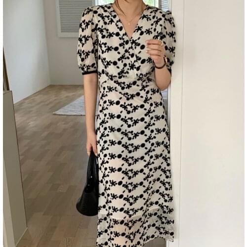 JMPRS Chiffon Women Long Dress Casual High Waist Print Sexy V Neck Short Sleeve Summer Dress A Line Beach Elegant Midi Dress
