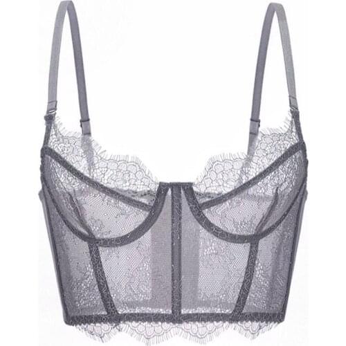 Women Sexy Lingerie Bra Sheer Eyelash Lace Bras Soft Transparent Mesh Bralette Extremely Thin See Through Underwear For Women