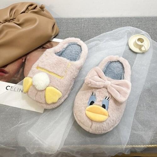 Winter Home Slippers Women Cotton Shoes Soft Plush Indoor Slippers Shoes For Women Men Couple Warm Fuzzy Fur Slippers Wholesale