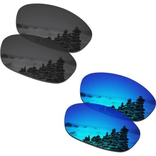 SmartVLT 2 Pairs Polarized Sunglasses Replacement Lenses for Oakley XS Fives Stealth Black and Ice Blue