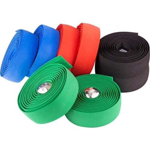 2Pcs Cycling Road Bike Handlebar Tape Anti-slip MTB Bike Handlebar Anti-skid Tape Cycling Damping Straps with 2 Plugs