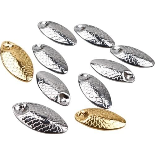 50pc/lot Fishing Spoon Lures Spinner Rings 0.9/1.3g Blades Smooth Bait Fishing Wobbler Artificial Craft DIY Fish Accessories