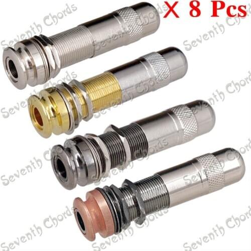 8 Pcs Brass Threaded Cylinder Style Guitar Bass Strap End Pin EndPin Jack Socket and Short Threaded bushing Sleeve