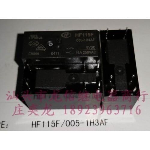 Free shipping lot (10 pieces/lot) HONGFA HF HF115F-005-1H3AF JQX-115F-005-1H3AF 6PINS 16A250VAC 5VDC Power Relay original New