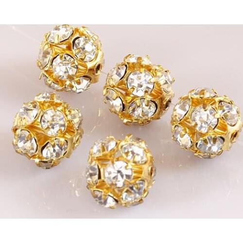 Free Shipping Wholesale Crystal Rhinestone Colorful Crystal Glass Handicraft Globose 10mm Beads, Rhinestone Balls Spacer Beads