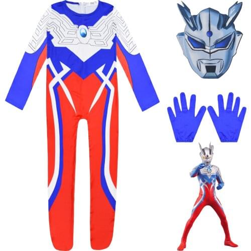 Halloween kids Ultraman Cosplay Costume Ultraman Tiga Superhero Zentai Bodysuit Jumpsuit halloween costume