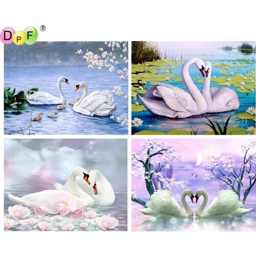 DPF diamond embroidery swan diamond painting cross stitch crafts diamond mosaic kit square/round rhinestone home decor