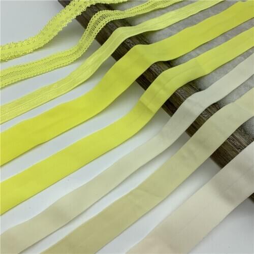 10/15/20/25mm 5yards Yellow Elastic Ribbon Fold Over Spandex Elastic Band For Sewing Lace Trim Waist Band Garment Accessory