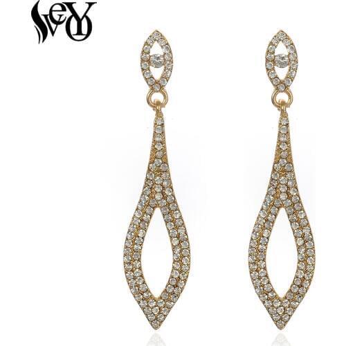 VEYO Elegant Long Eyelike Rhinestone Dangle Earrings for Women Top quality New Arrival Wholesale