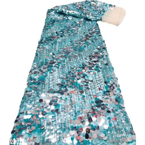 Hot Sale African Mesh Lace Fabric Sequins Tulle Embroidery Sewing Party Bridal Wedding Dress Skirt Trimming 5 Yards Wholesale