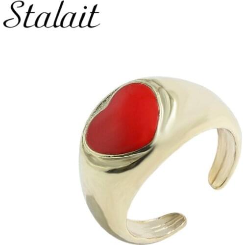 Ins Alloy Spray Paint Love Heart Shaped Rings Color Geometric Female Couple Open Ring Hand Jewelry Luxuri Design Fashion Ring