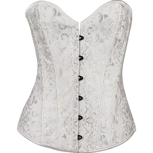 Fiber Win Gothic Corset Women Sexy Underbust Bustier Waist Trainer Shaper Plus Size Corpete Corselet Black White XS-2XL