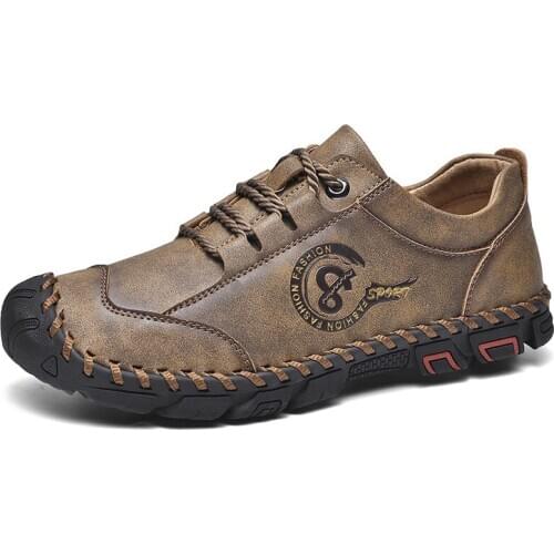 Handmade leather shoes Men Loafers Quality Split Leather casual shoes Moccasins Men shoes leather size 36-48