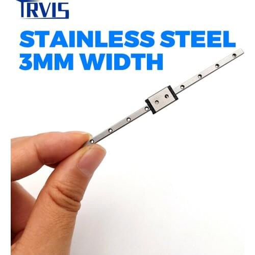 440C Stainless Steel 3mm Linear Rail Guide Miniature Bearings Slide Guideway 1pc Rail + 1pc Carriage for CNC 3D Printer Part